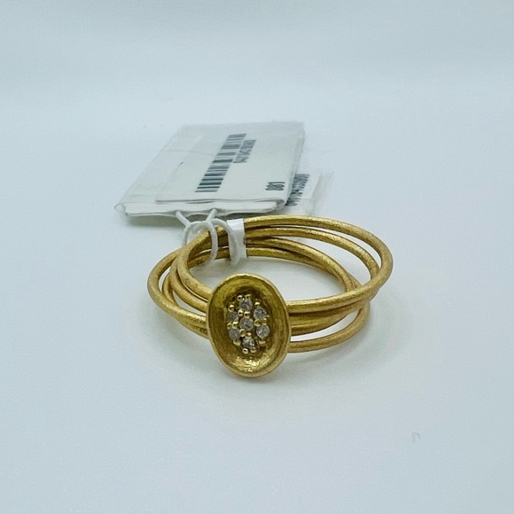 Carriers 18K Gold Plated Silver Diamond Quad Band Ring .04 ctw Size 6 NWT - Picture 4 of 6